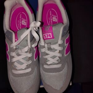 New Balance Women's 574 Gray and Pink Sneakers